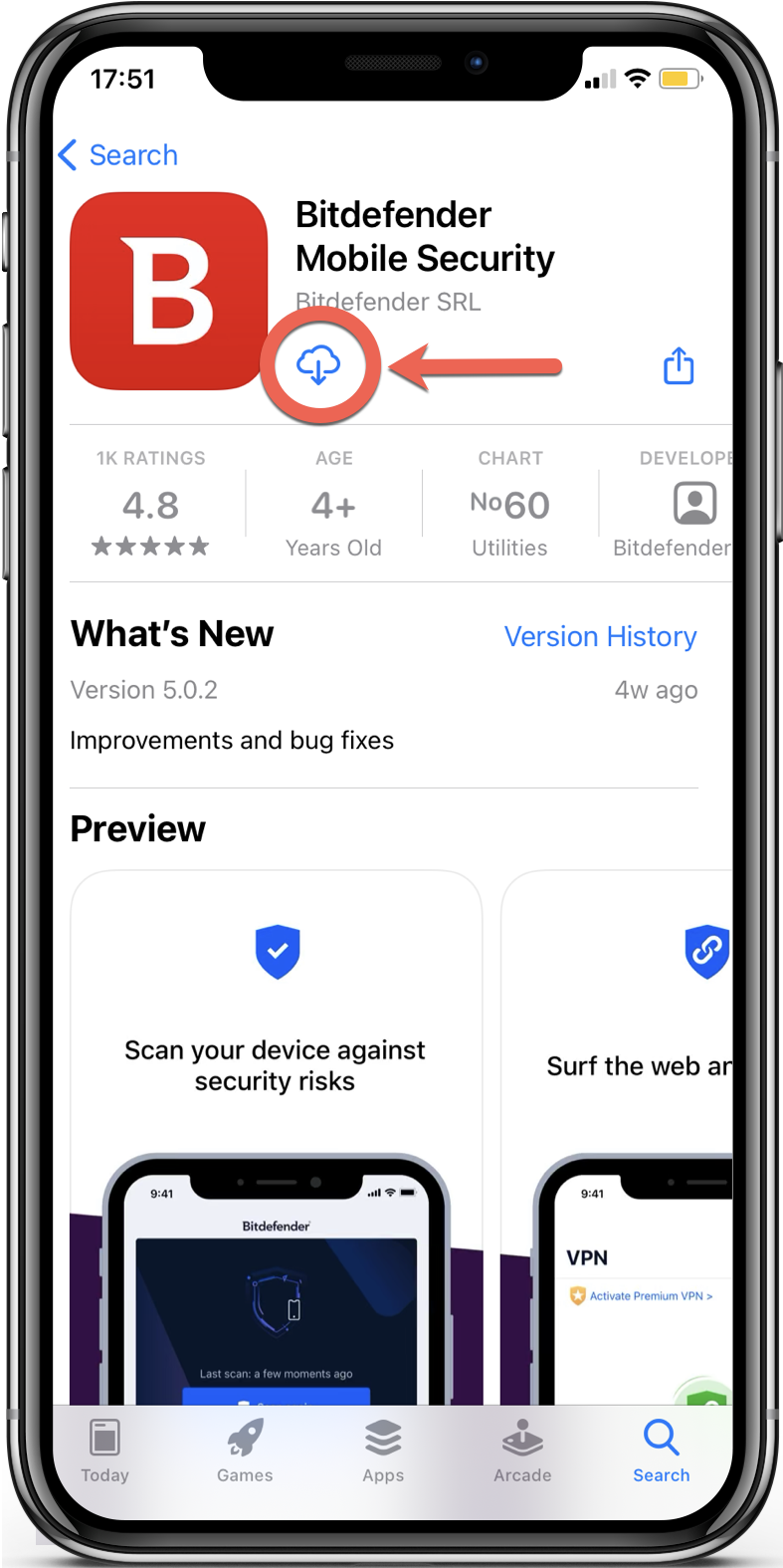 Installare Bitdefender Mobile Security per iOS da App Store
