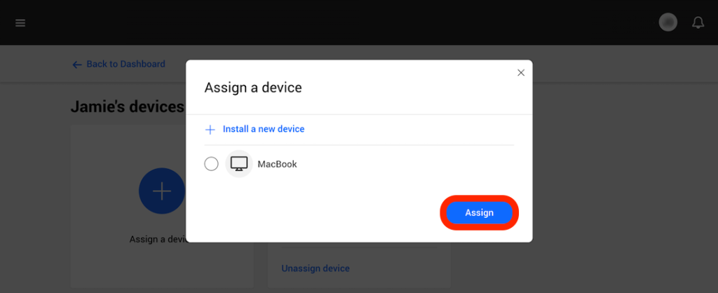 Assign a device / Install a new device