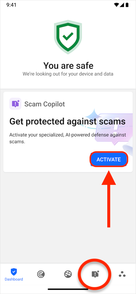 configurare Scam Copilot su Android